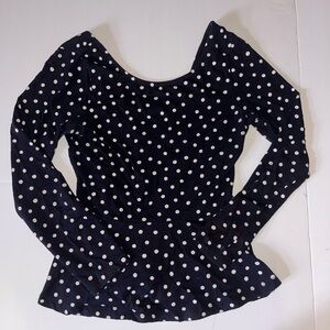 Women's Black Polka Dot Long Sleeve Top